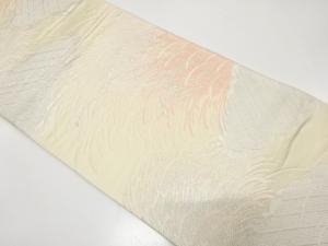 雲に草葉模様織り出し　袋帯